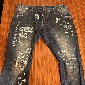 DSQUARED2 Navy Graphic Skinny Jeans